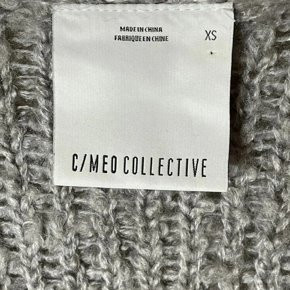 C/MEO Collective Chunky Puff Sleeve Gray Sweater XS - Picture 3 of 4